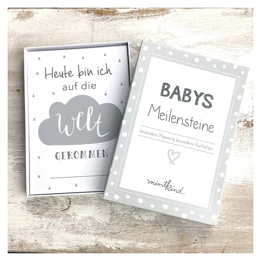 mintkind - Meilensteinkarten- Set Baby grau