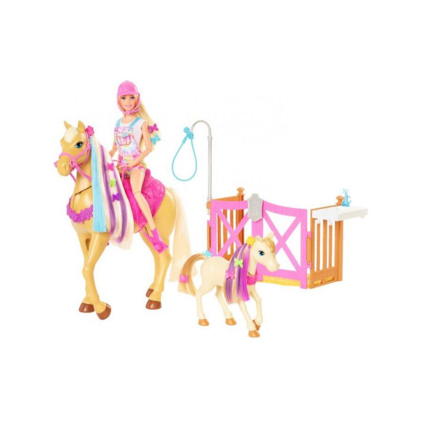 Mattel - Barbie Spielset mit Puppe und 2 Pferden
