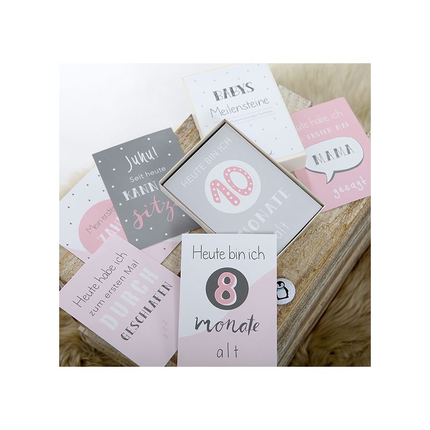 mintkind - Meilensteinkarten- Set Baby pink