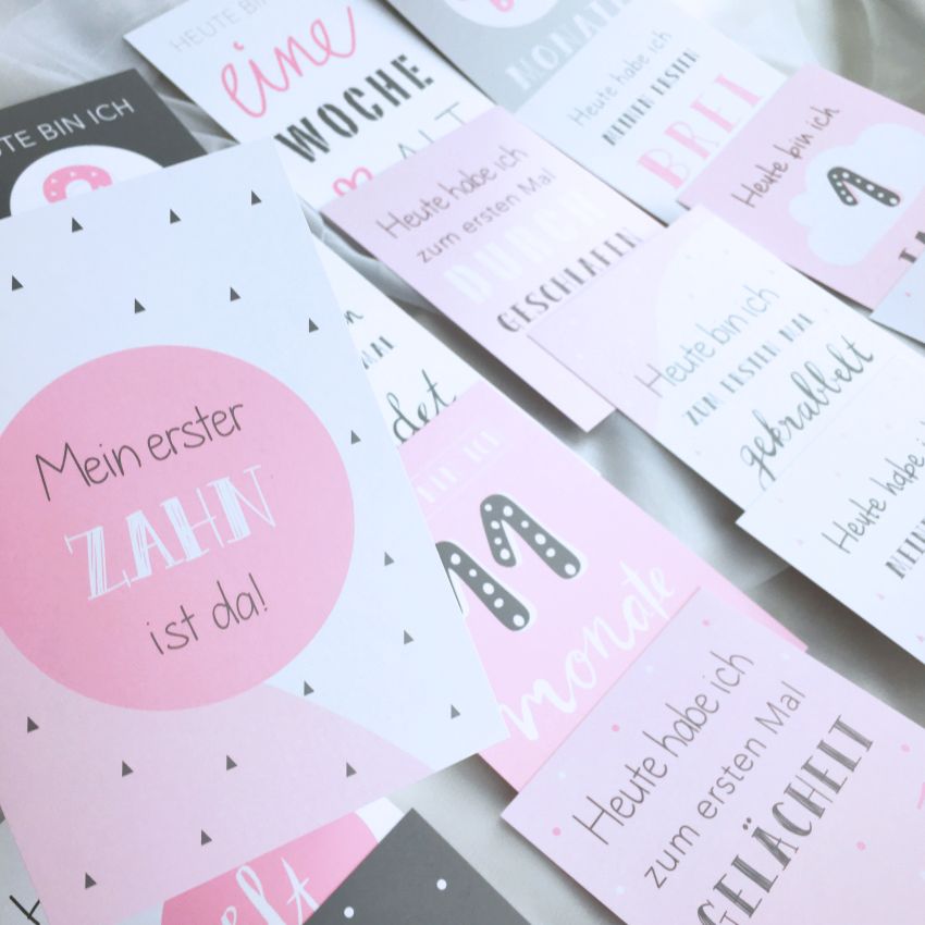 mintkind - Meilensteinkarten- Set Baby pink