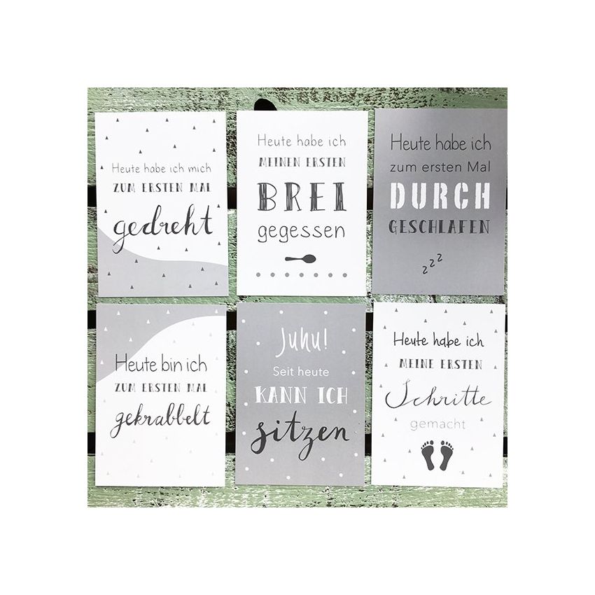 mintkind - Meilensteinkarten- Set Baby grau