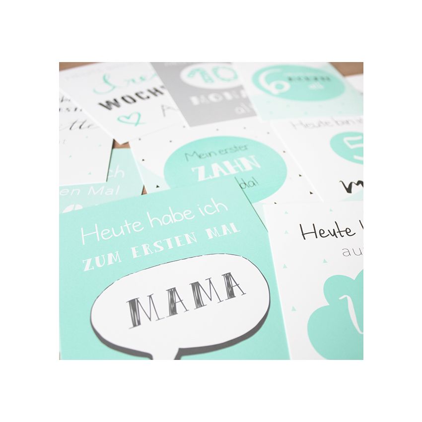 mintkind - Meilensteinkarten- Set Baby mint