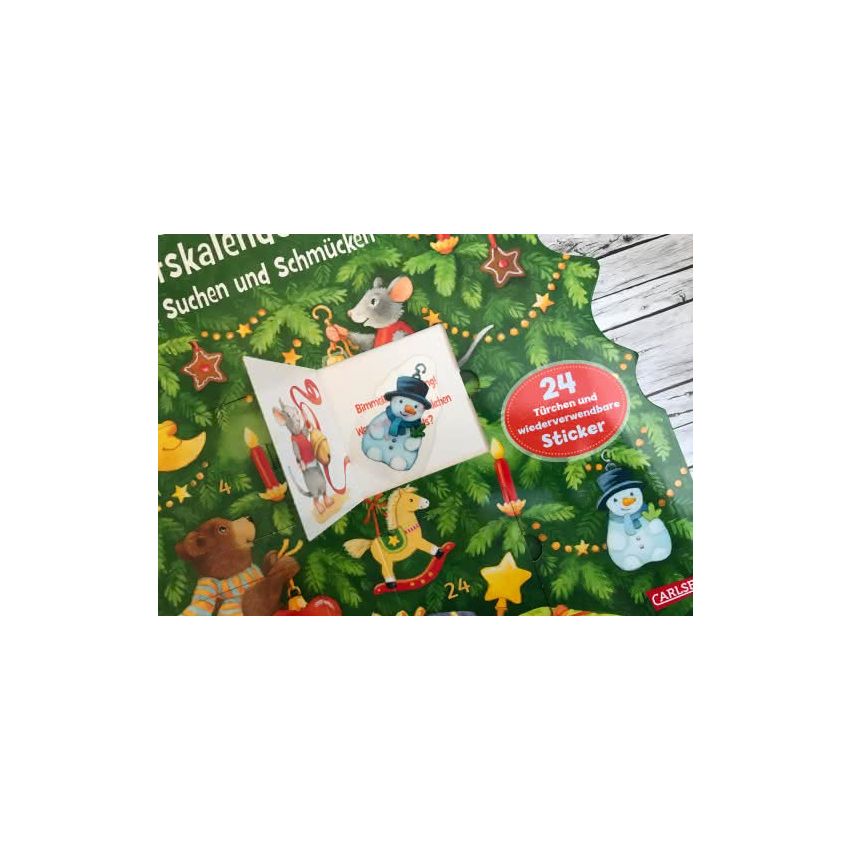 Mein erstes Adventskalender-Buch zum Suchen und Schmücken - Mit 24 Türchen und Spiel-Stickern