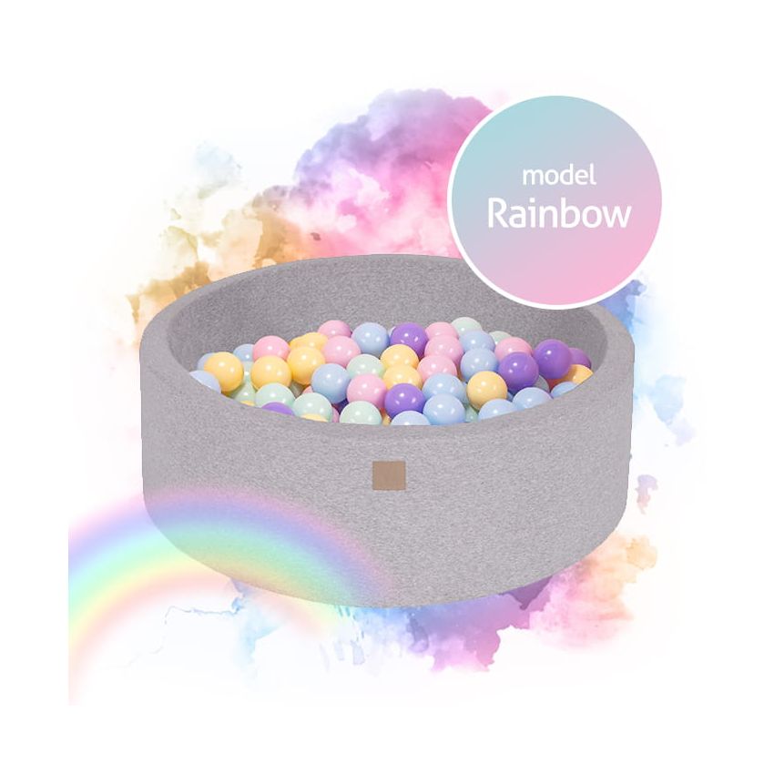 MeowBaby - Bällebad Rainbow Komplettset inkl Bälle 90x90x40cm