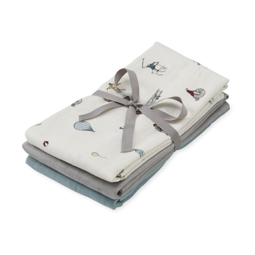 Cam Cam Copenhagen Muslin 3er Set Holiday, Grey, Petroleum