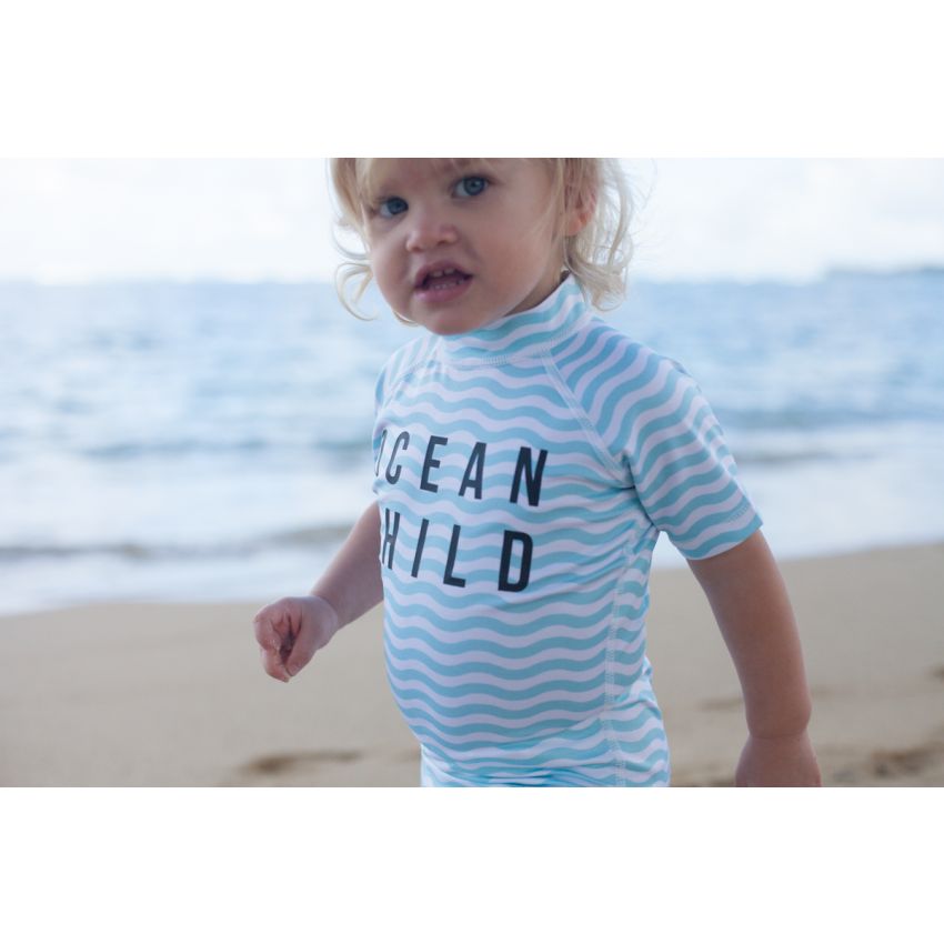Beach & Bandits - UV Badeoverall Ocean Child kurz Weiss/blau
