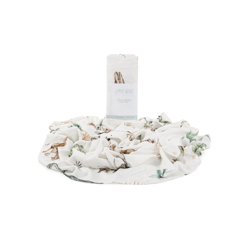 Qbana Mama - Bambus Swaddle Dinosaurier 120 x 120cm