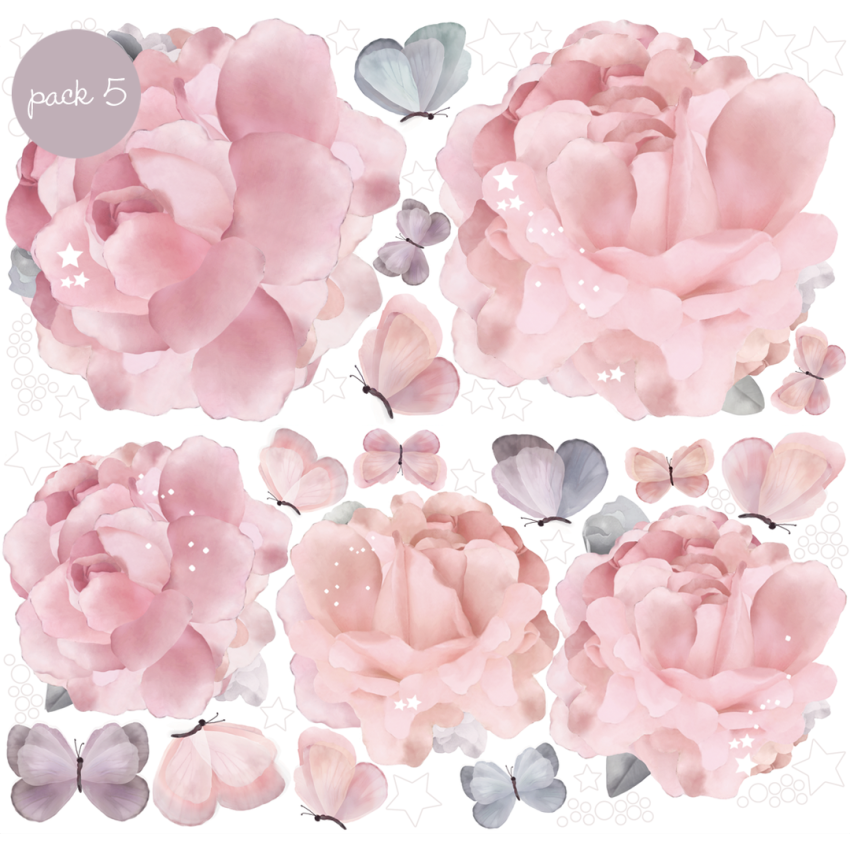 Schmooks - Wandsticker Peonies & Butterflies Pack 5