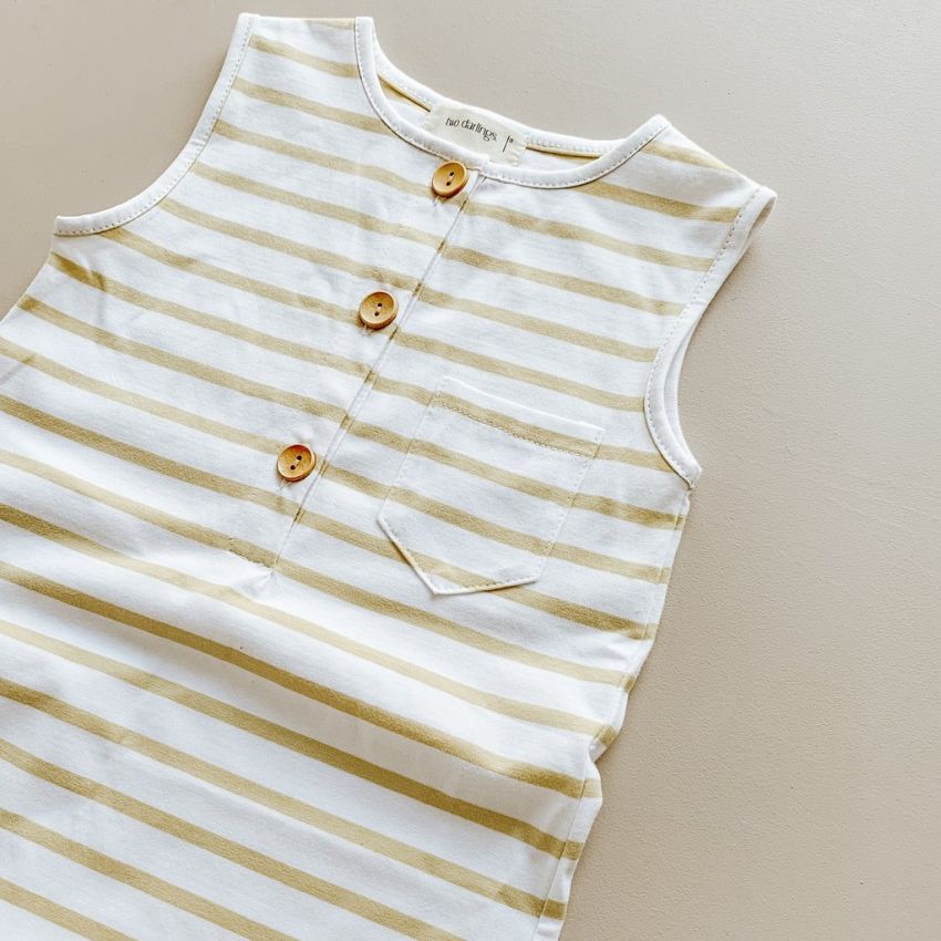 Two Darlings - Golden Stripe Strampler kurz