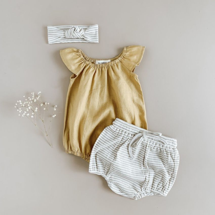 Two Darlings - Body Playsuit Leinen Gold