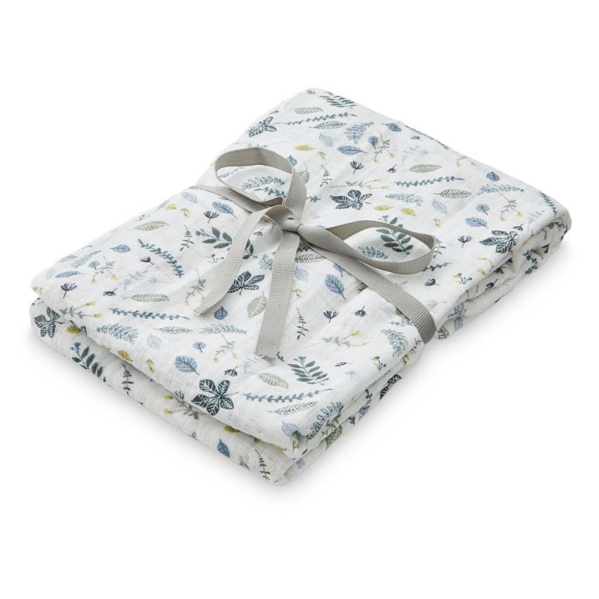 Cam Cam Copenhagen Swaddle Muslin Pressed Leaves blue 120x120