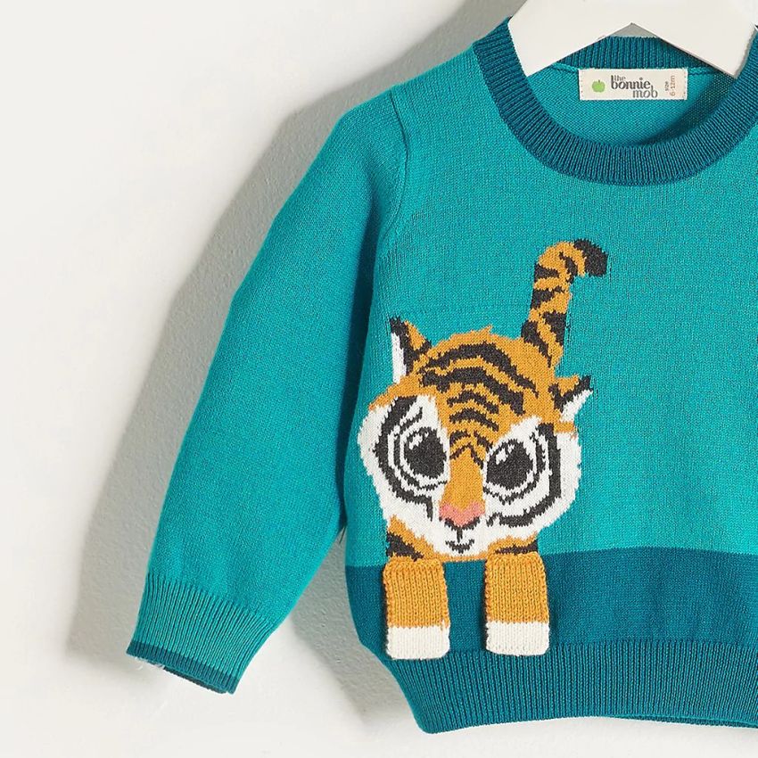 Bonniemob - Strickpullover Kaschmir Tiger Petrol