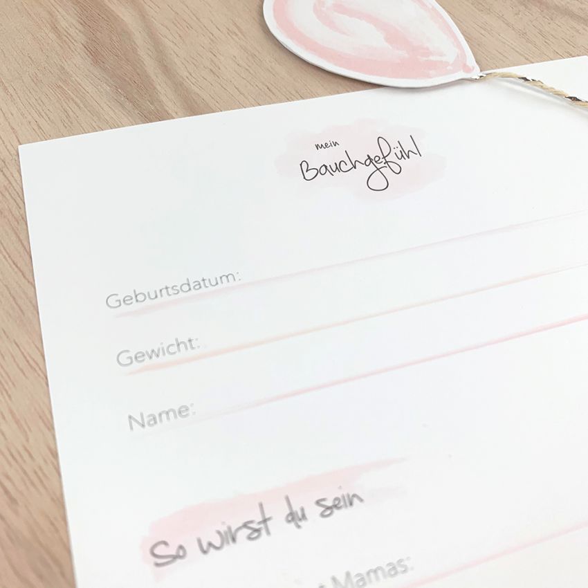 mintkind - Ratekarten für  Deine Babyparty - Pink