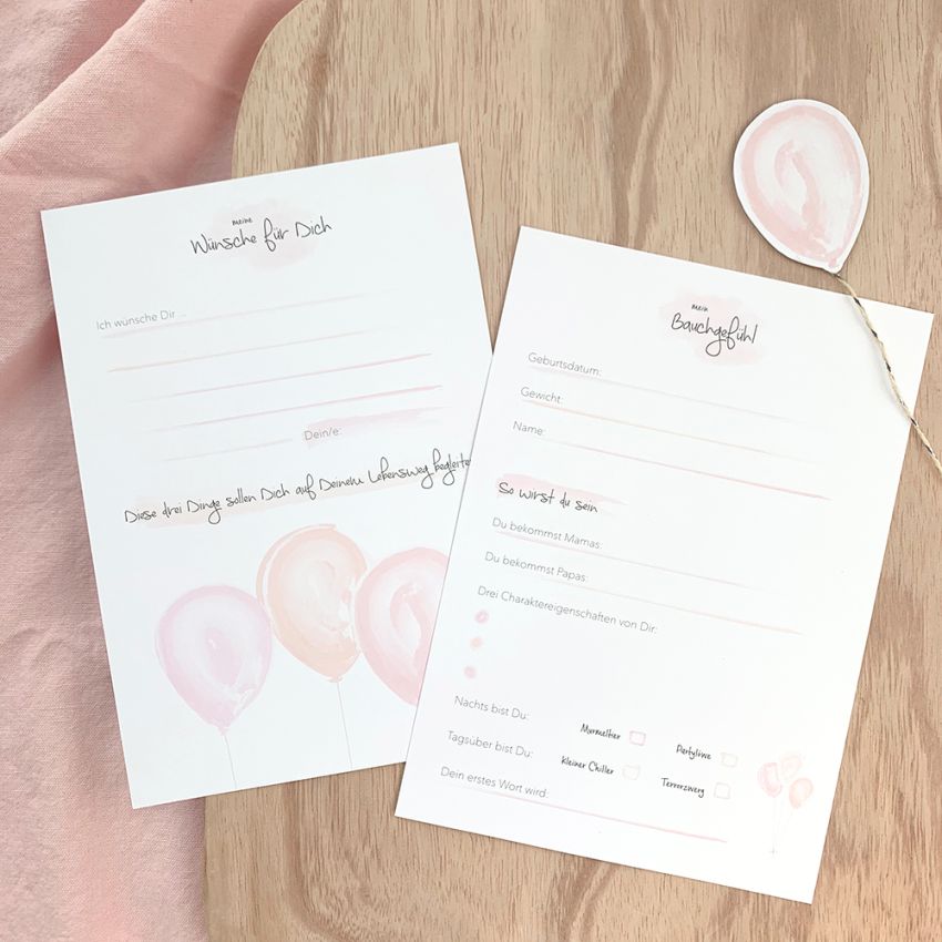 mintkind - Ratekarten für  Deine Babyparty - Pink