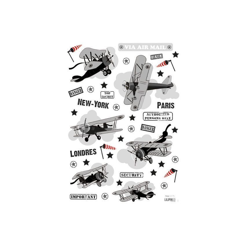 Lilipinso - Wandsticker Old Planes black