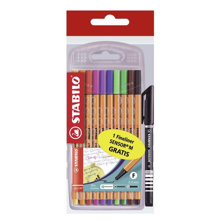 STABILO - Fineliner Point 88 + gratis Fineliner Sensor M schwarz
