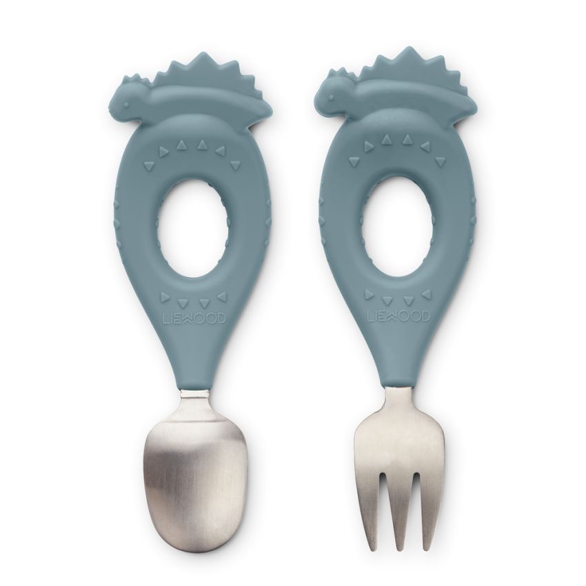 LIEWOOD - Stanley Babybesteckset Dino Whale Blue