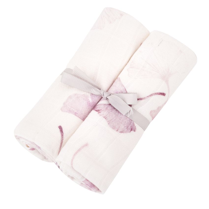 Samiboo - Bambus Muslin 2er Set Ginko lila