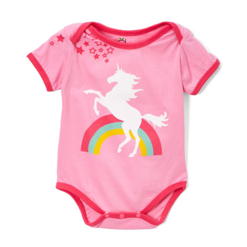 Doodle Pants - Body Regenbogen Einhorn Pink