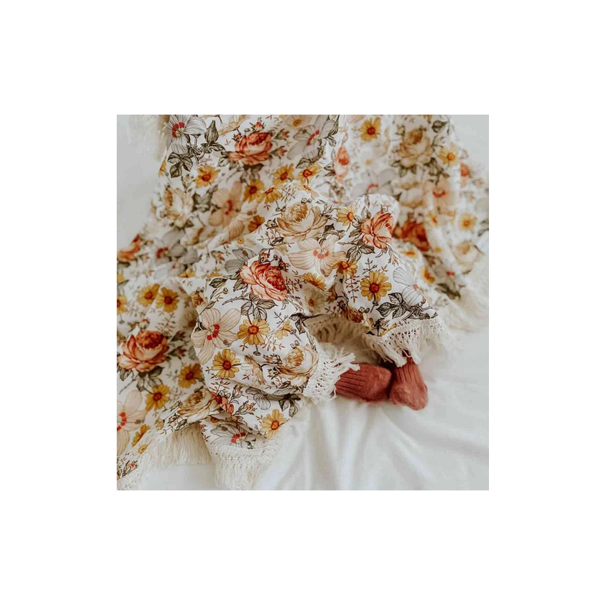 Ziggy Lou - Swaddle Fransendecke Floral Mustard