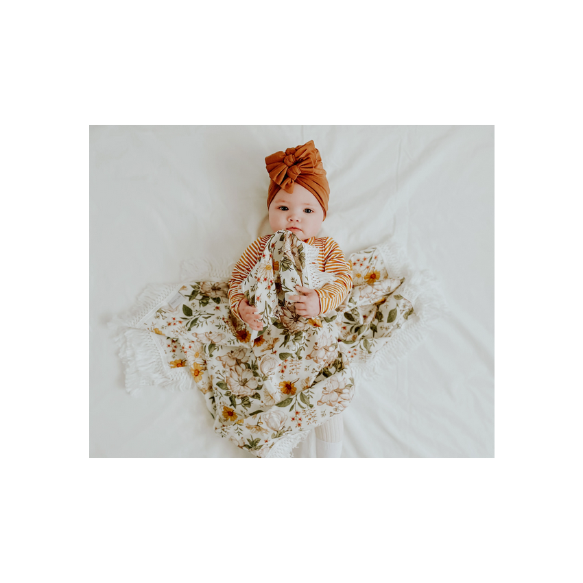 Ziggy Lou - Swaddle Fransendecke Floral Mustard