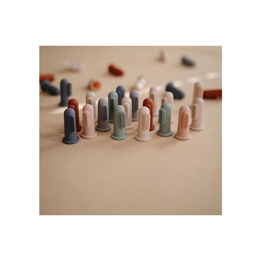 Mushie - 2er Set Finger- Zahnbürste Cambridge Blue / Shifting Sand