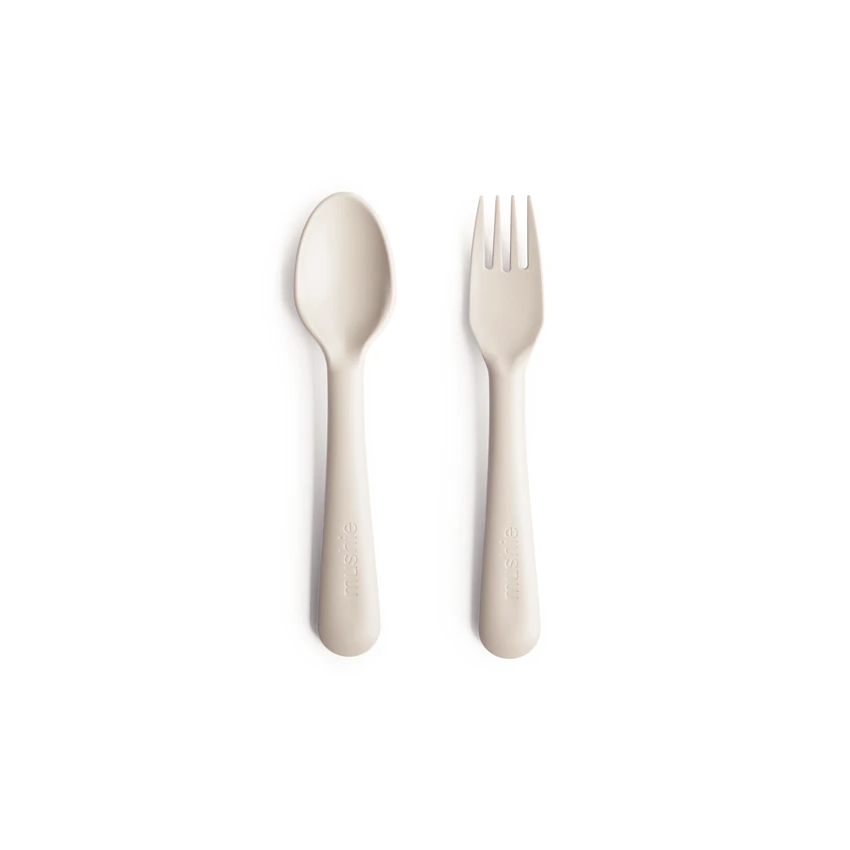 Mushie - Geschirrset Löffel und Gabel Ivory