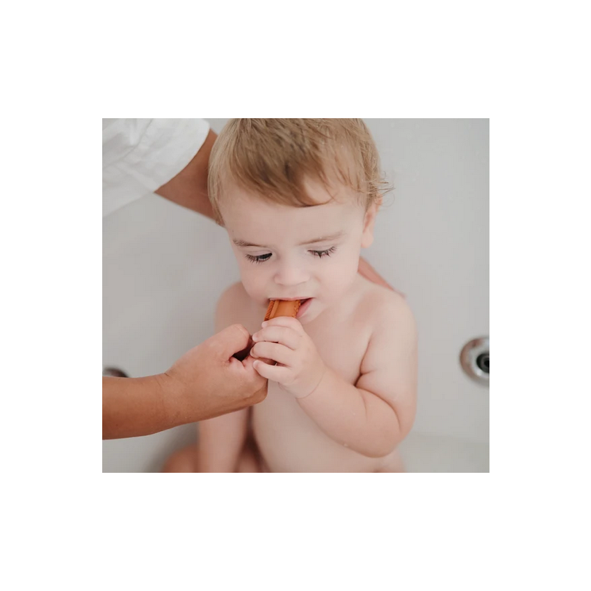 Mushie - 2er Set Finger- Zahnbürste Cambridge Blue / Shifting Sand