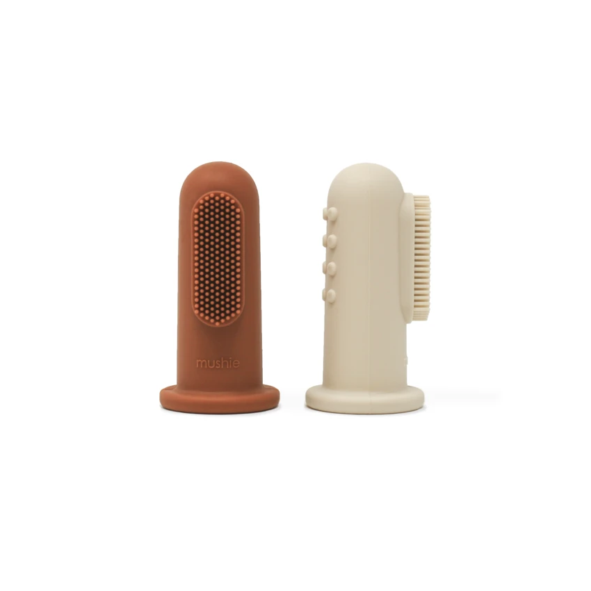 Mushie - 2er Set Finger- Zahnbürste Clay / Shifting Sand