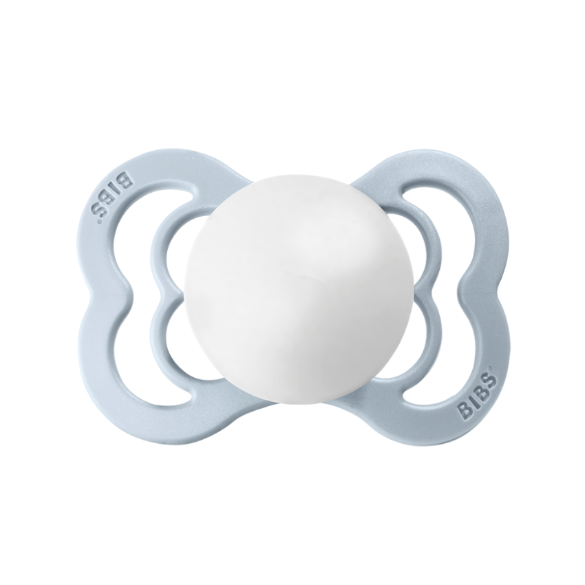 BIBS - SUPREME Latex Baby Blue-White Gr. 2