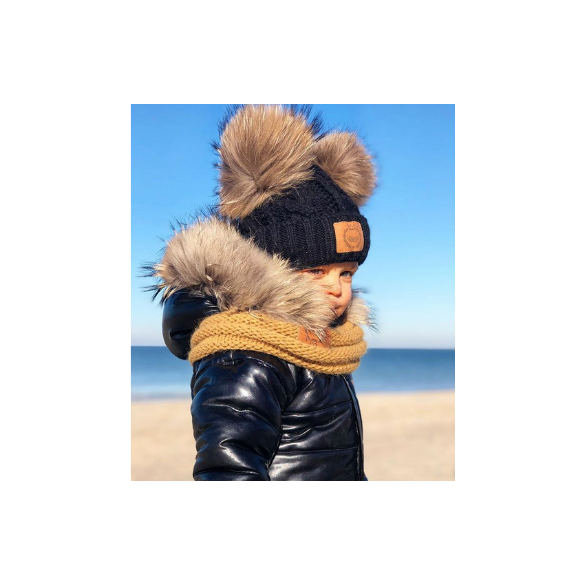 LAttante - Mütze & Halsloop Set schwarz