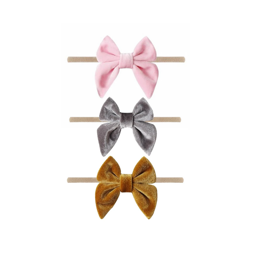 Emerson and Friends - Stirnband Set Samt silber, rosa, mustard