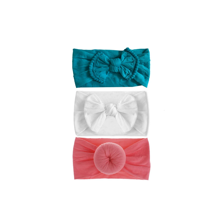 Emerson and Friends - Stirnband Set Bun Rose, Band weiss, Band Pazifik