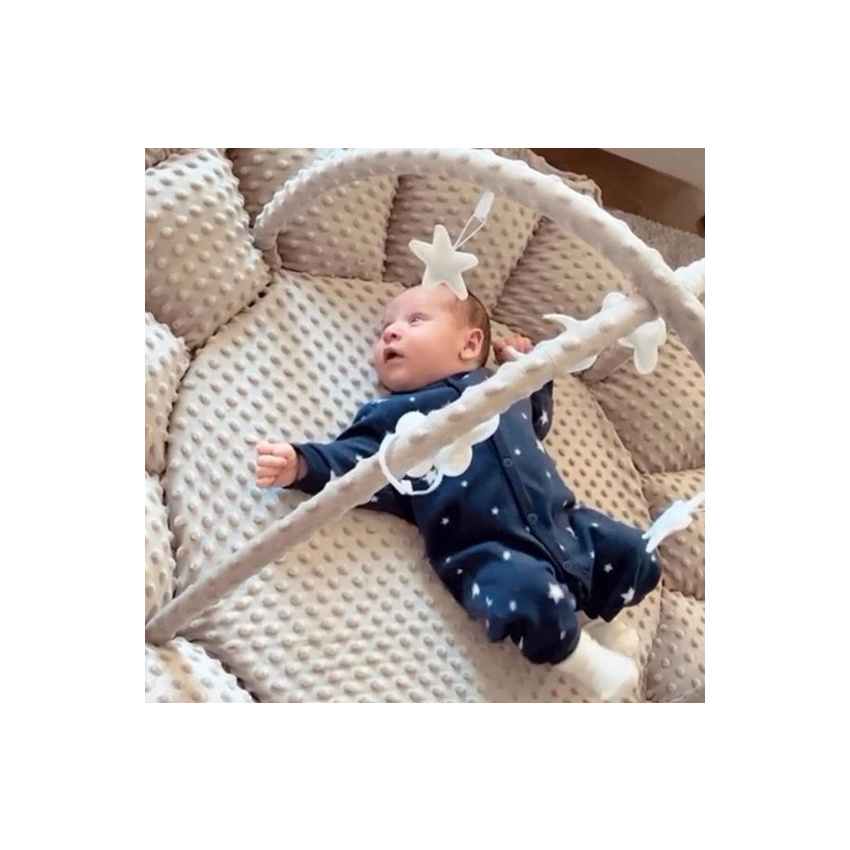 Lilac Sunday - Babyinsel rund 2 in 1 Alicia Minky grau, Spielzeug weiss