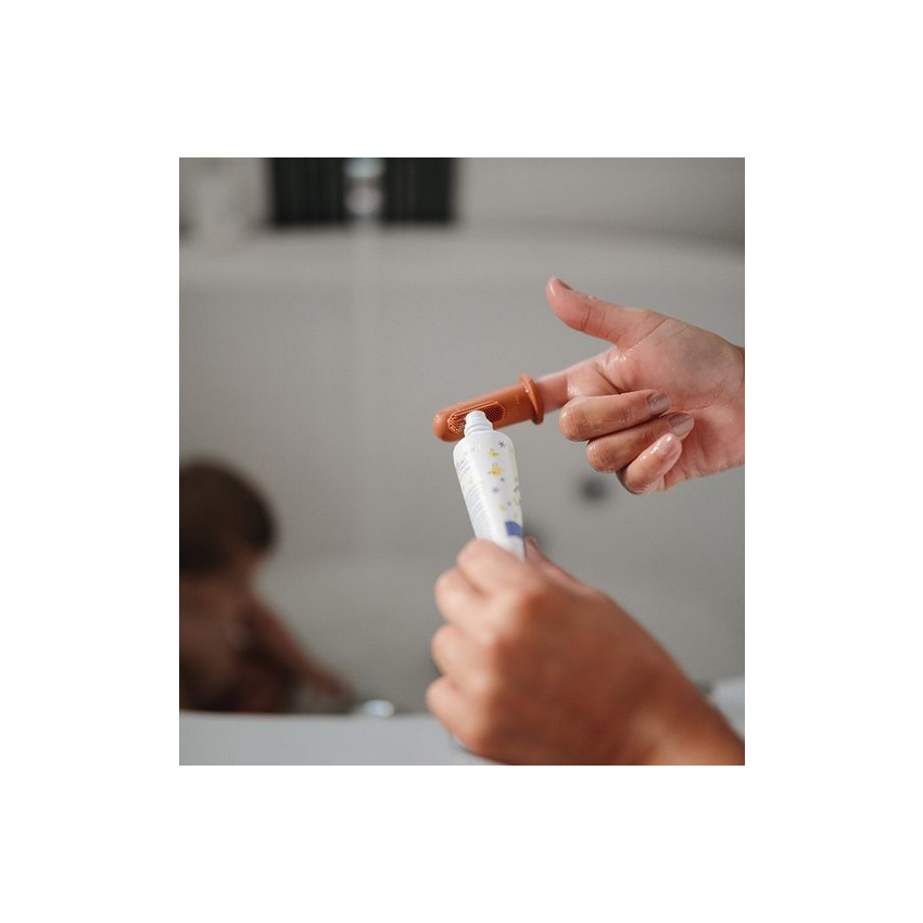 Mushie - 2er Set Finger- Zahnbürste Cambridge Blue / Shifting Sand