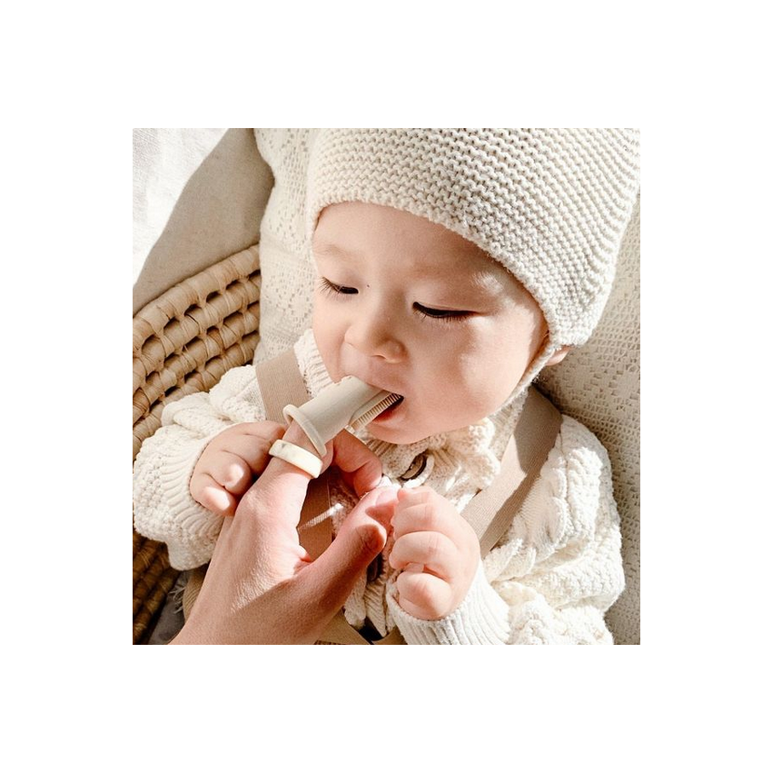 Mushie - 2er Set Finger- Zahnbürste Cambridge Blue / Shifting Sand