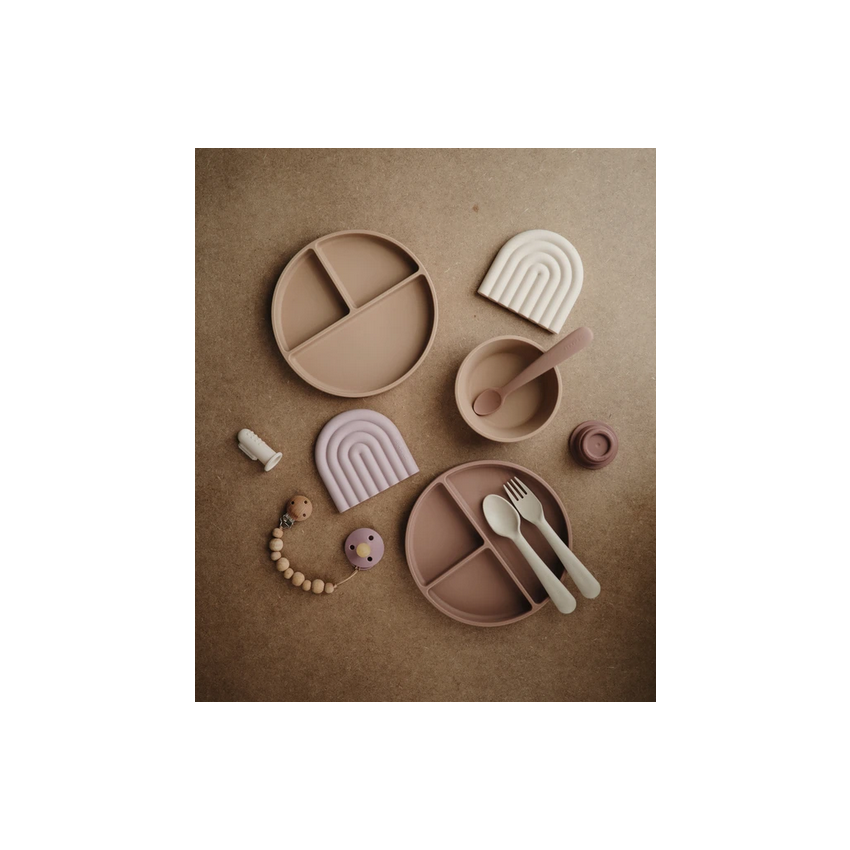 Mushie - Silikon Saugnapf Menüteller Blush