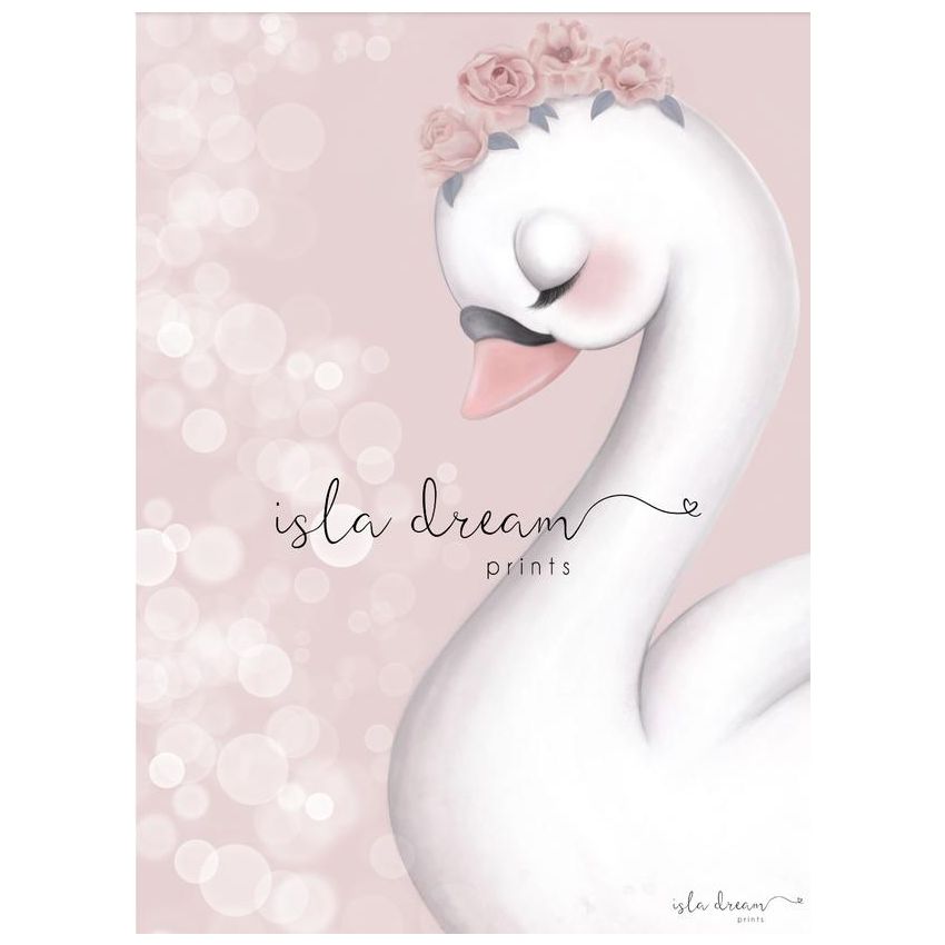 Isla Dream Prints - Poster Angel der Schwan dusty pink mit Blumenkrone