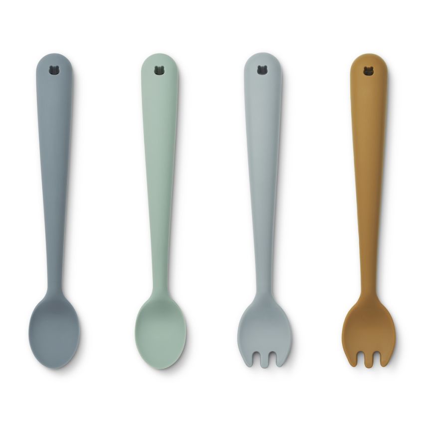 LIEWOOD - 4er Set Babybesteck Whale Blue Mix