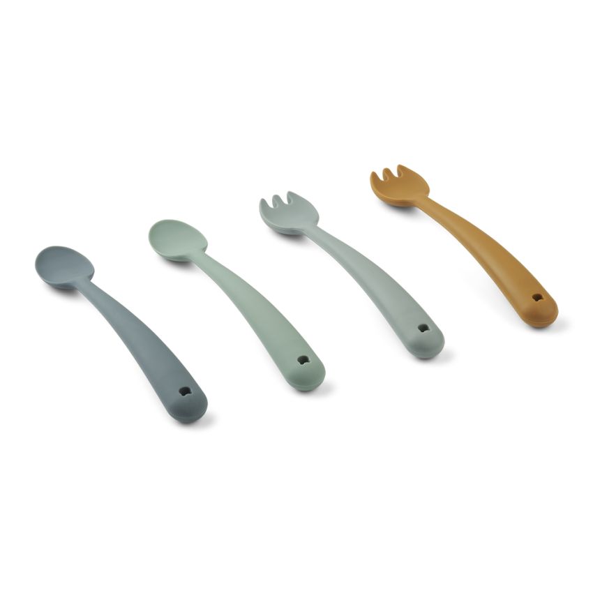 LIEWOOD - 4er Set Babybesteck Whale Blue Mix