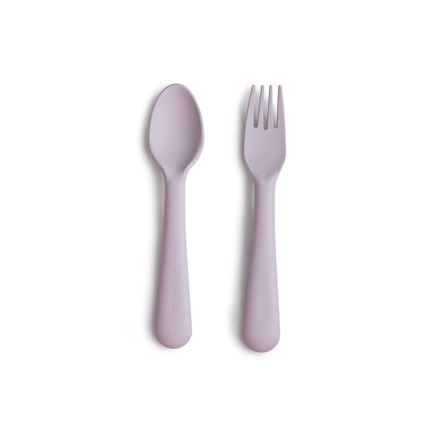 Mushie - Geschirrset Löffel und Gabel Soft Lilac