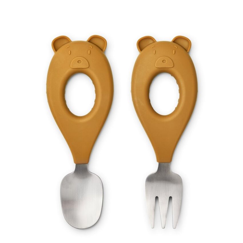 LIEWOOD - Stanley Babybesteckset Mr Bear Golden Caramel