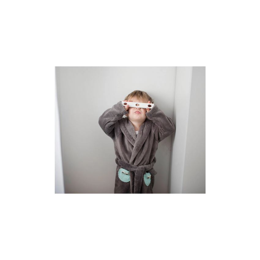 Maylily - Luxe Bademantel Grau Eule Pink (1 - 2Jh)