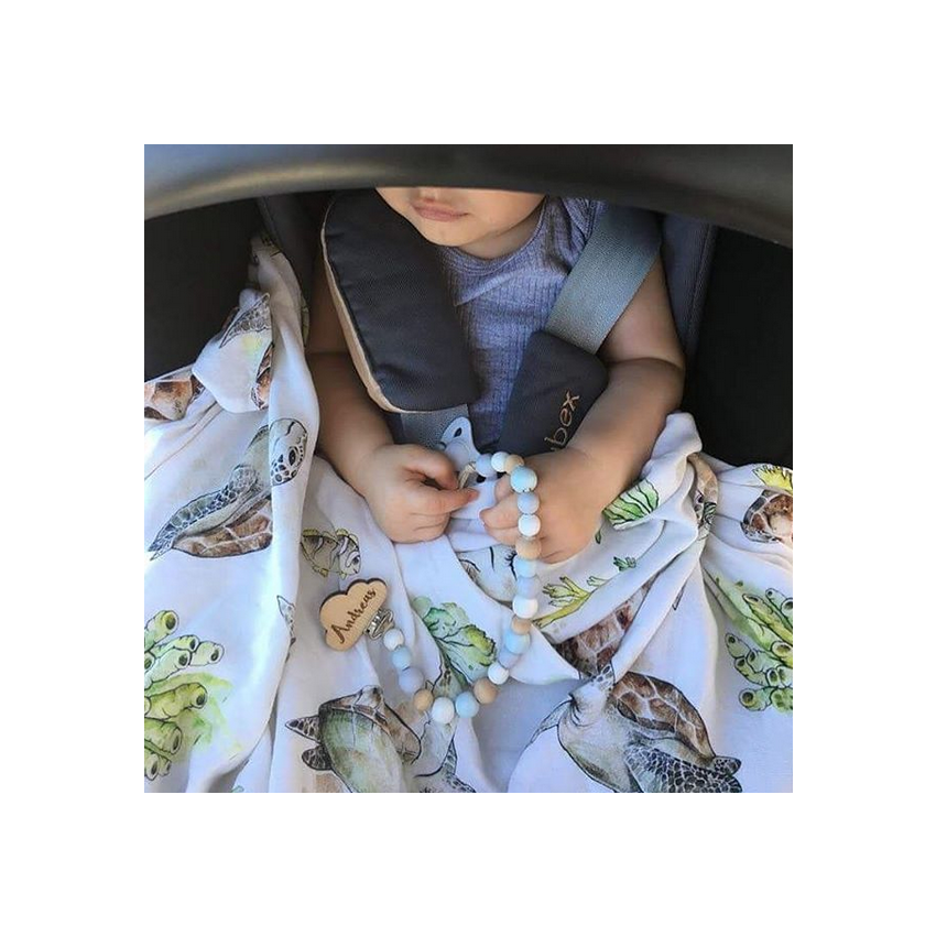 Qbana Mama - Bambus XL Swaddle Pazifik Schildkröte 140x150cm