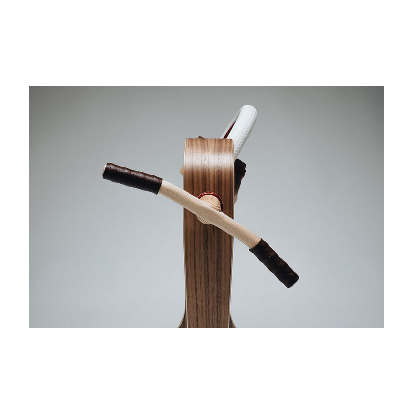 Brum Brum Bike - Laufrad Walnuss Holz dunkel Rot- weiss