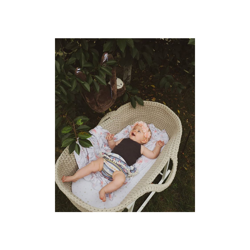 Like Moses - Moseskorb Hellrosa mit Creme Gold Sternchen Bettwäsche