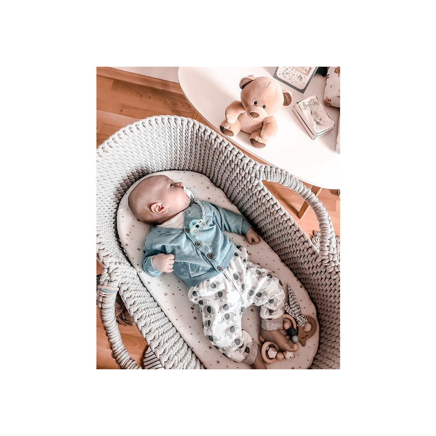 Like Moses - Moseskorb Hellrosa mit Creme Gold Sternchen Bettwäsche