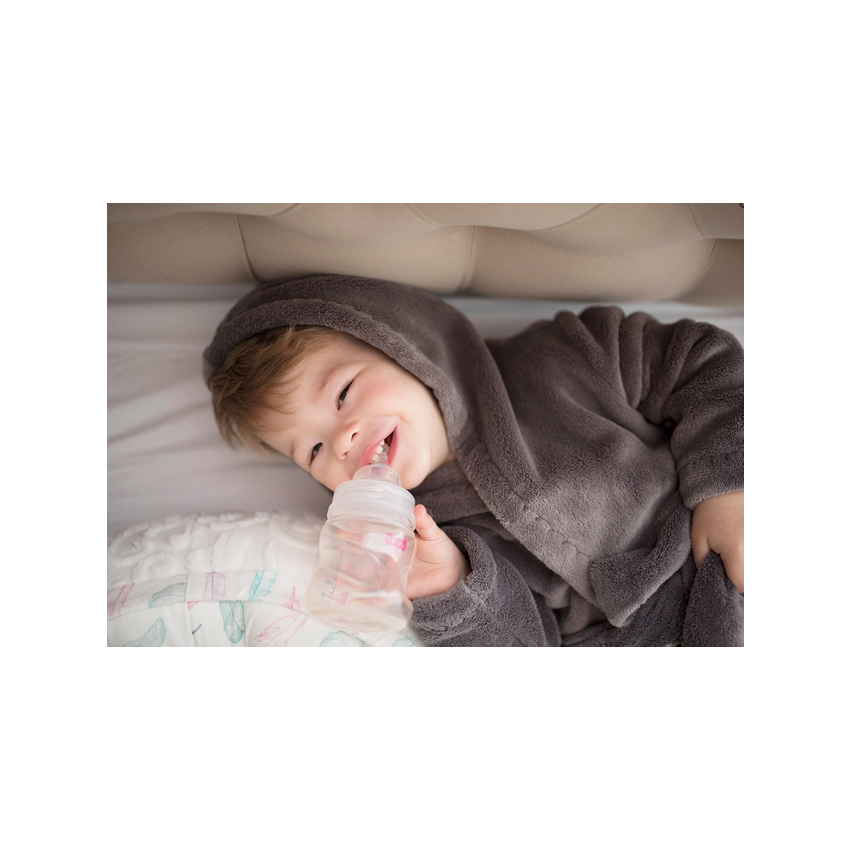 Maylily - Luxe Bademantel Grau Eule Pink (1 - 2Jh)