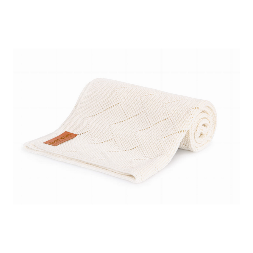 Qbana Mama - Bambus Häkeldecke Zick Zack ecru extrafein