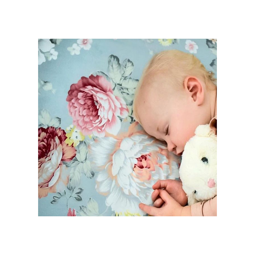 Tilly & Otto - Spannbetttuch Blowsy Bloom blue 91 x 188cm